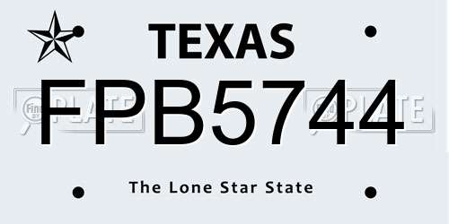FPB5744 Texas License Plate