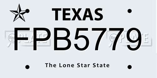 FPB5779 Texas License Plate