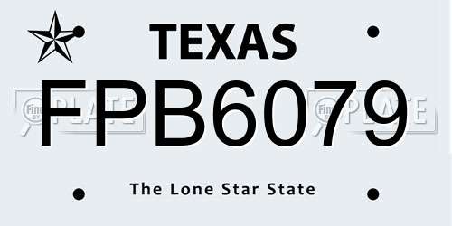 FPB6079 Texas License Plate