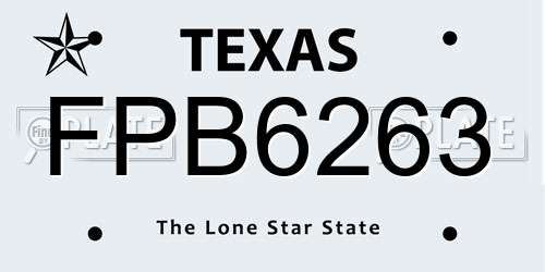 FPB6263 Texas License Plate