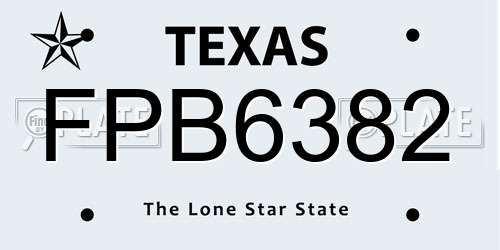 FPB6382 Texas License Plate