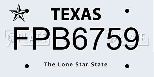 FPB6759 Texas License Plate