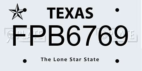 FPB6769 Texas License Plate