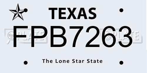FPB7263 Texas License Plate
