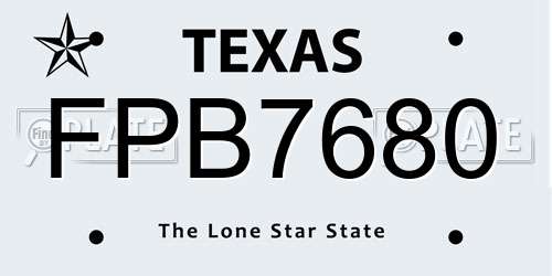 FPB7680 Texas License Plate