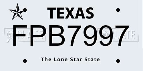 FPB7997 Texas License Plate