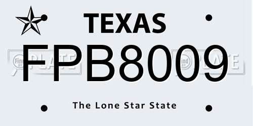 FPB8009 Texas License Plate