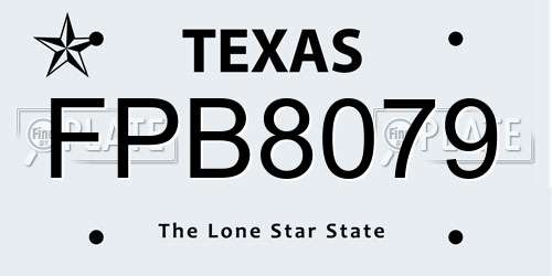FPB8079 Texas License Plate