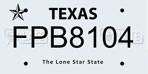 FPB8104 Texas License Plate