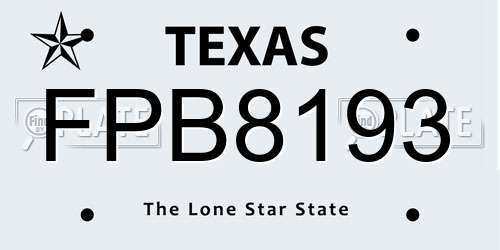 FPB8193 Texas License Plate