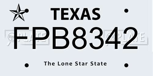 FPB8342 Texas License Plate