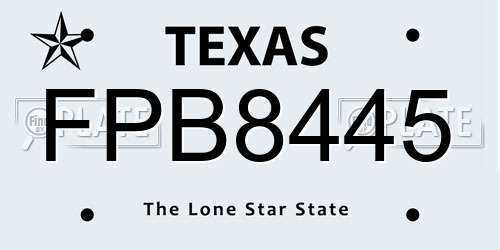 FPB8445 Texas License Plate