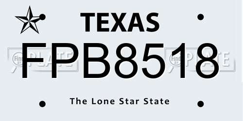 FPB8518 Texas License Plate