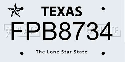 FPB8734 Texas License Plate