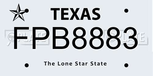 FPB8883 Texas License Plate