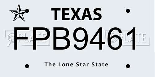 FPB9461 Texas License Plate