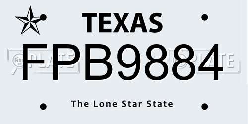 FPB9884 Texas License Plate