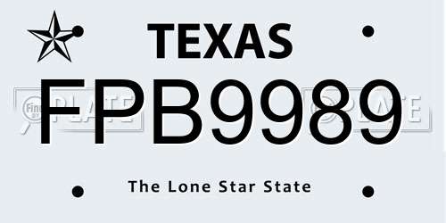 FPB9989 Texas License Plate