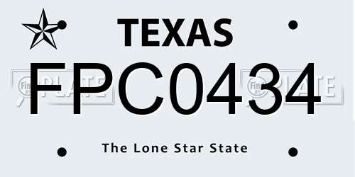 FPC0434 Texas License Plate