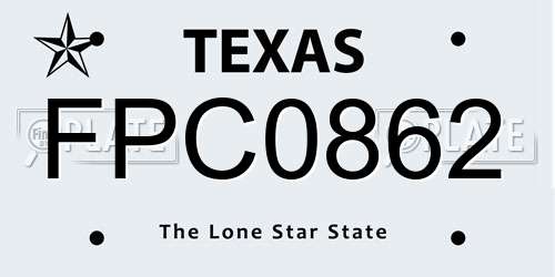 FPC0862 Texas License Plate
