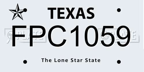 FPC1059 Texas License Plate