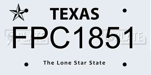 FPC1851 Texas License Plate