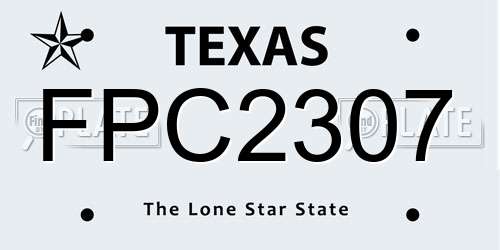 FPC2307 Texas License Plate