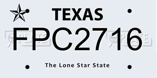 FPC2716 Texas License Plate