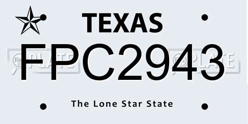 FPC2943 Texas License Plate