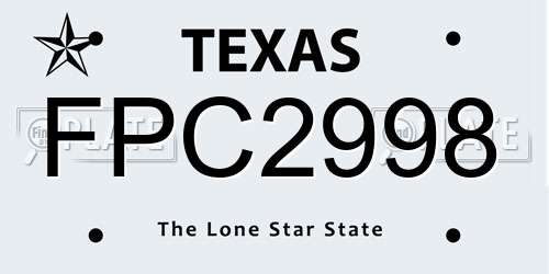 FPC2998 Texas License Plate