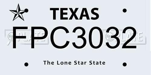 FPC3032 Texas License Plate