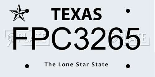 FPC3265 Texas License Plate
