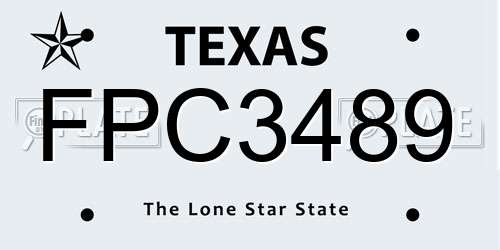 FPC3489 Texas License Plate