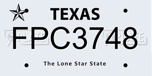 FPC3748 Texas License Plate