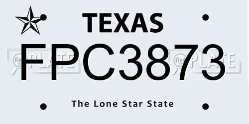 FPC3873 Texas License Plate