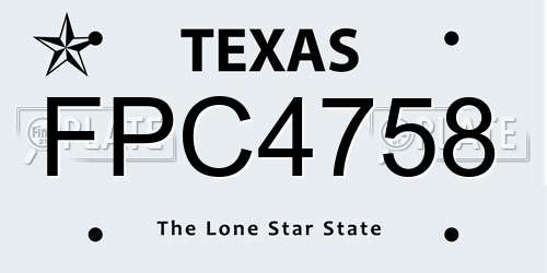 FPC4758 Texas License Plate