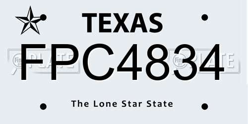 FPC4834 Texas License Plate
