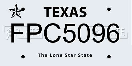 FPC5096 Texas License Plate