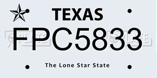 FPC5833 Texas License Plate