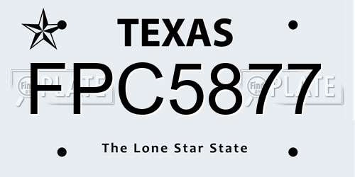 FPC5877 Texas License Plate