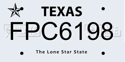 FPC6198 Texas License Plate