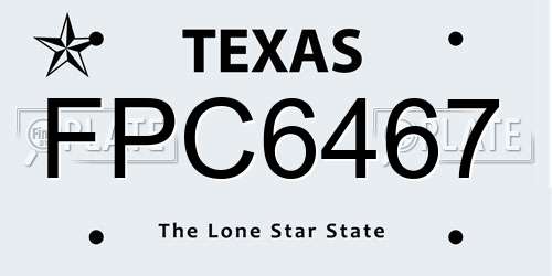 FPC6467 Texas License Plate