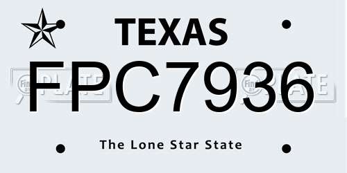 FPC7936 Texas License Plate