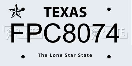 FPC8074 Texas License Plate