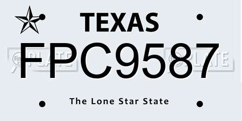 FPC9587 Texas License Plate