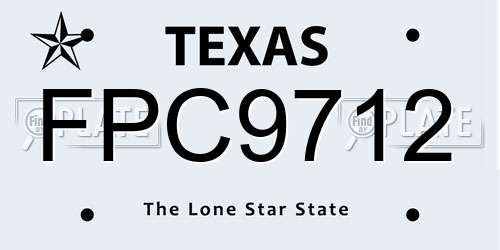 FPC9712 Texas License Plate