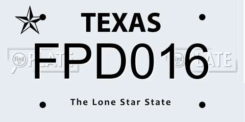 FPD016 Texas License Plate