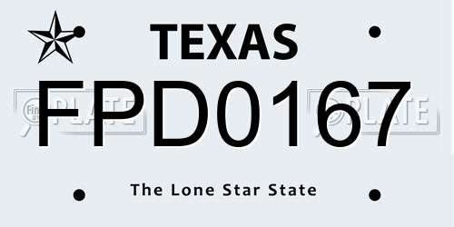 FPD0167 Texas License Plate