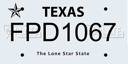 FPD1067 Texas License Plate