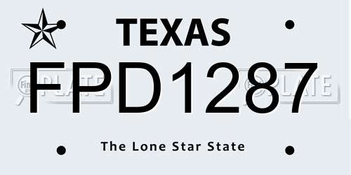 FPD1287 Texas License Plate